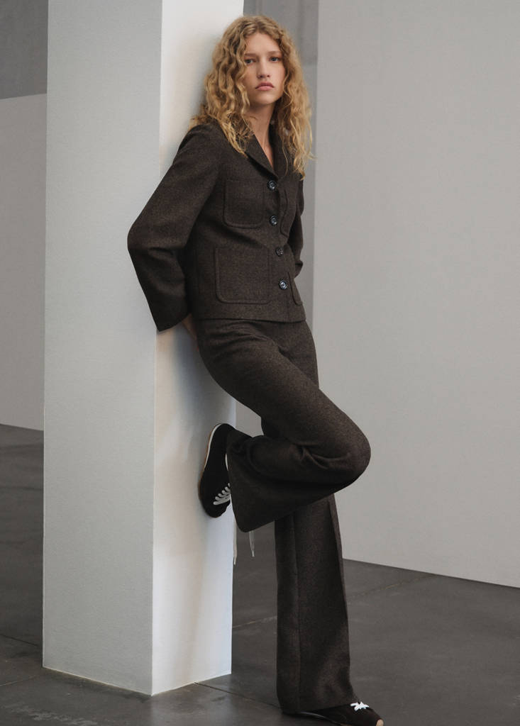 Pantalon De Costume Laine Jaspée