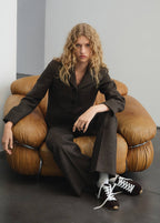Pantalon De Costume Laine Jaspée