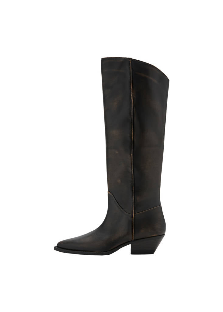 Bottes En Cuir Effet Usé