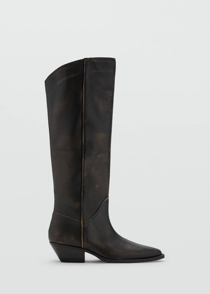 Bottes En Cuir Effet Usé