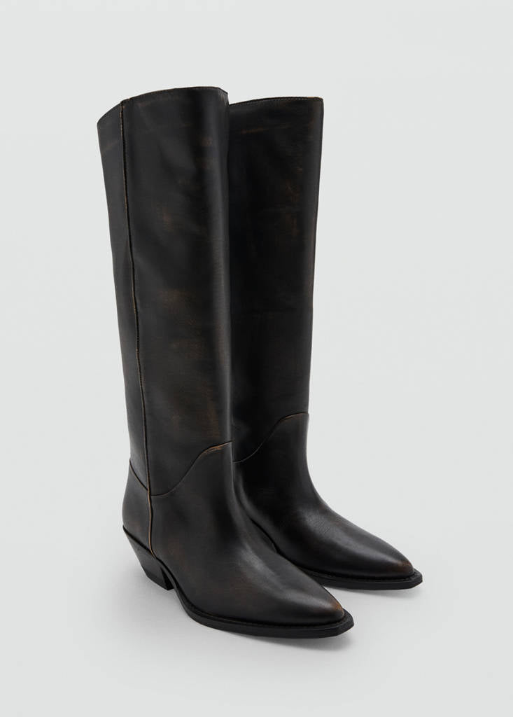 Bottes En Cuir Effet Usé
