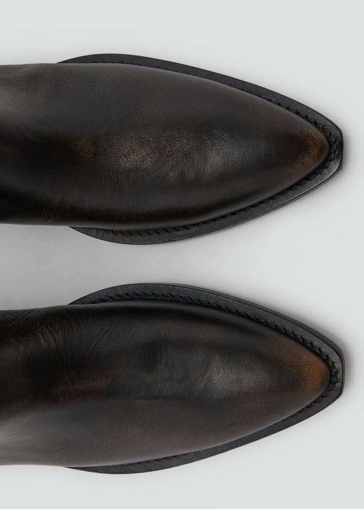 Bottes En Cuir Effet Usé