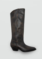 Bottes En Cuir Effet Usé