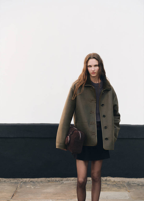 Cappotto effetto pelle simil montone