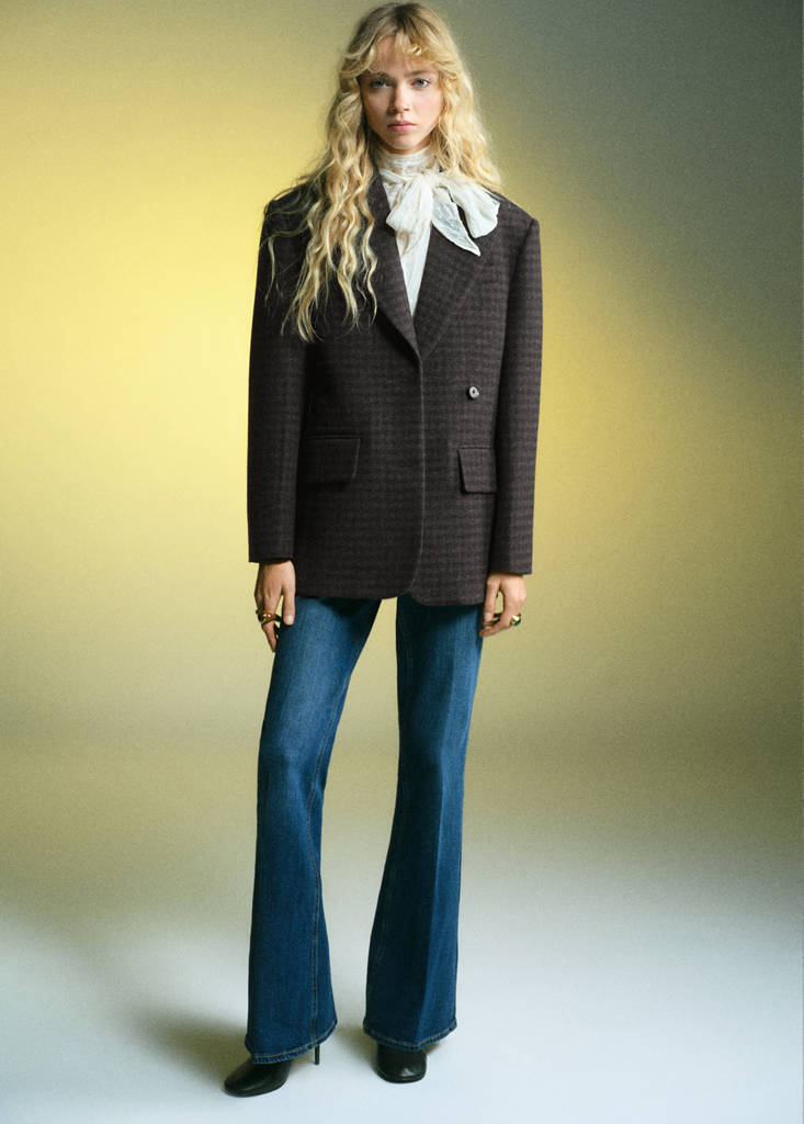 Blazer En Laine Micro Pied-De-Poule