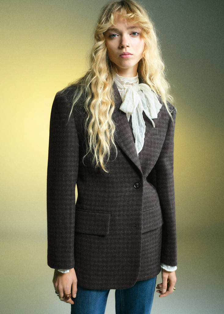 Blazer En Laine Micro Pied-De-Poule