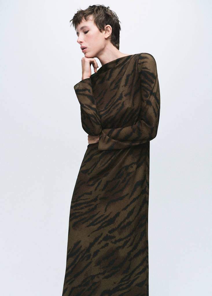 Robe En Satin Imprimé Animal
