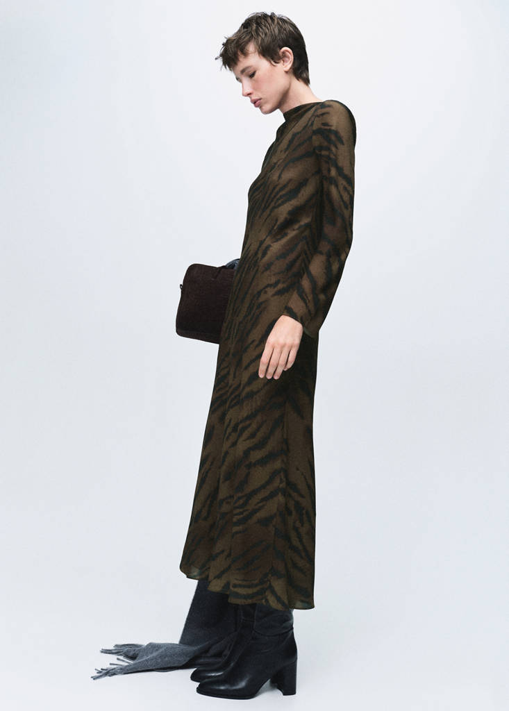 Robe En Satin Imprimé Animal