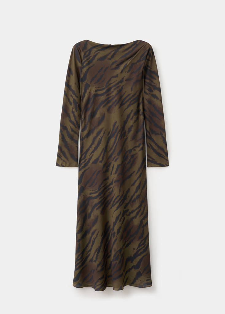 Robe En Satin Imprimé Animal