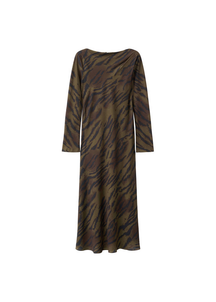 Robe En Satin Imprimé Animal