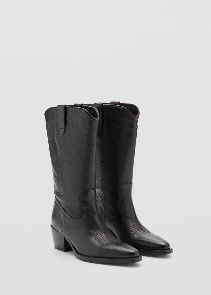 Bottine Bout En Cuir