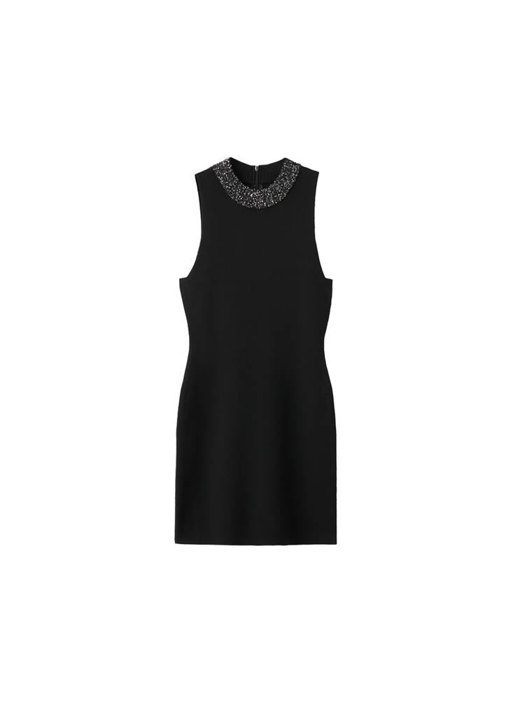 Robe En Maille Col Paillettes