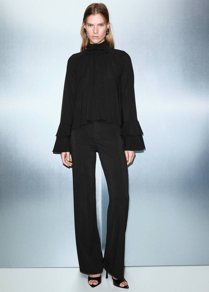 Pantalon En Maille Fine À Taille Élastique