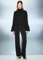 Pantalon En Maille Fine À Taille Élastique