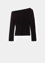 T-Shirt Velours Brillant Asymétrique