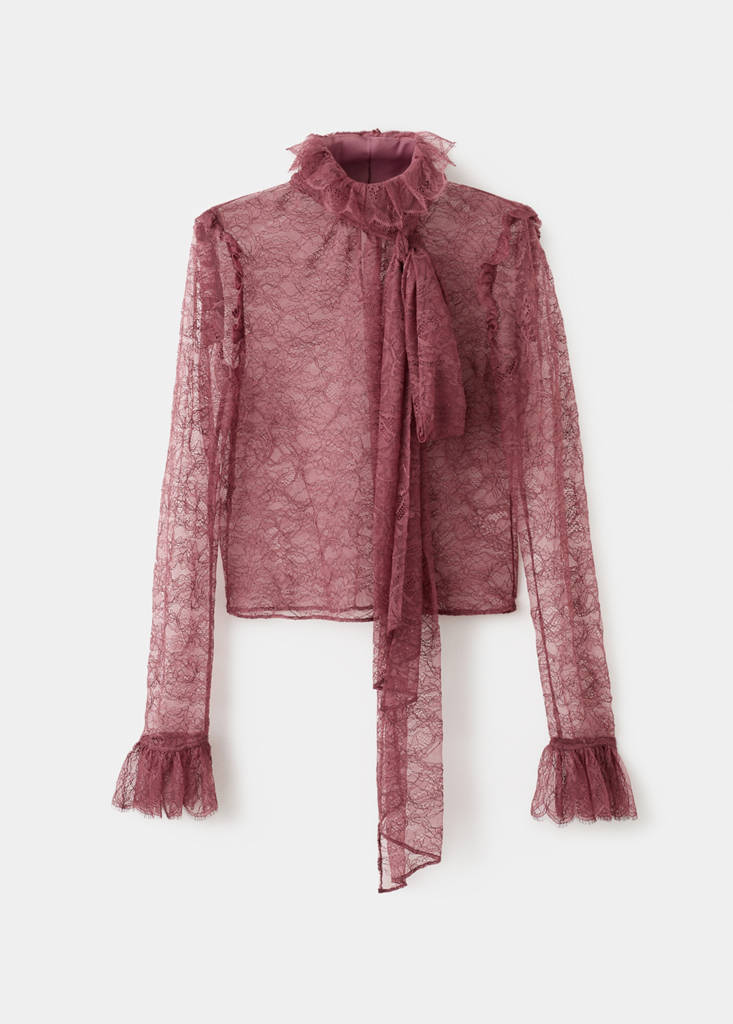 Blouse En Dentelle Col À Rabats