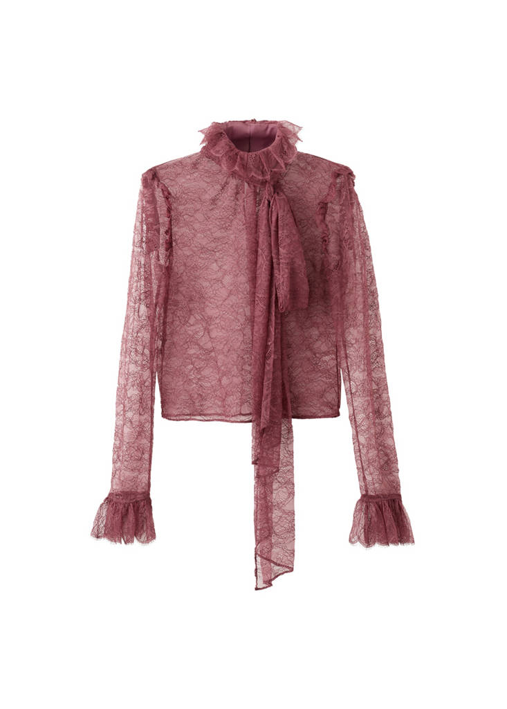 Blouse En Dentelle Col À Rabats