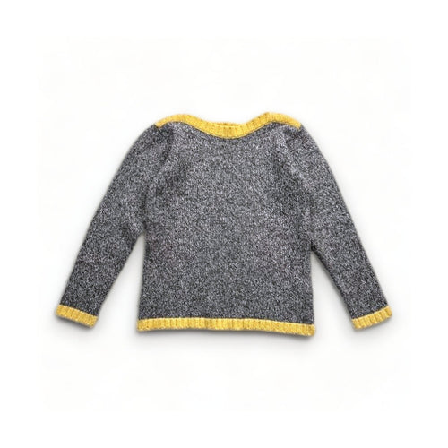 Bonton - Pull En Laine Gris Et Jaune - 10 Ans