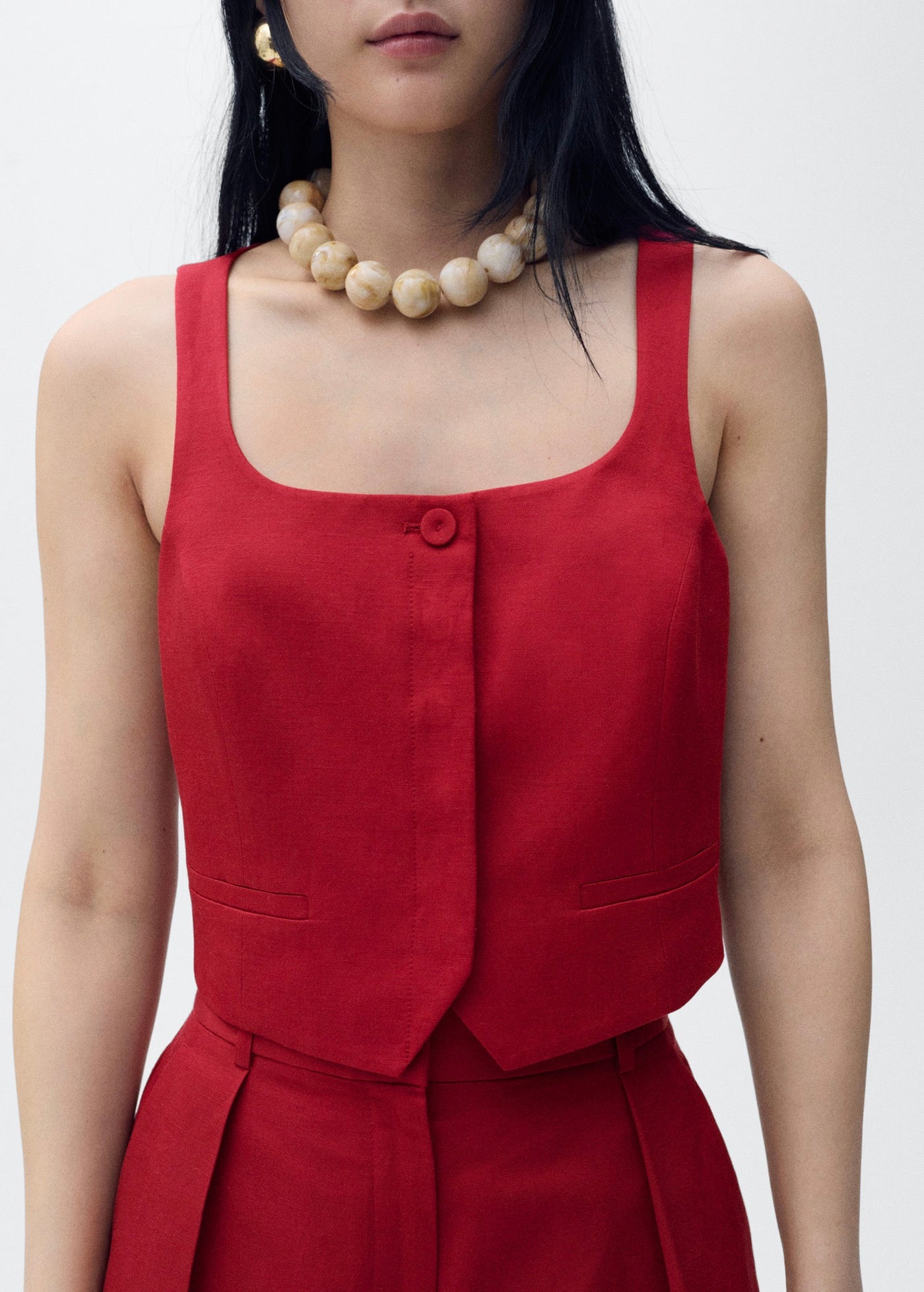Gilet De Costume Lin Mélangé