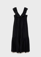 Robe Longue À Col Volanté