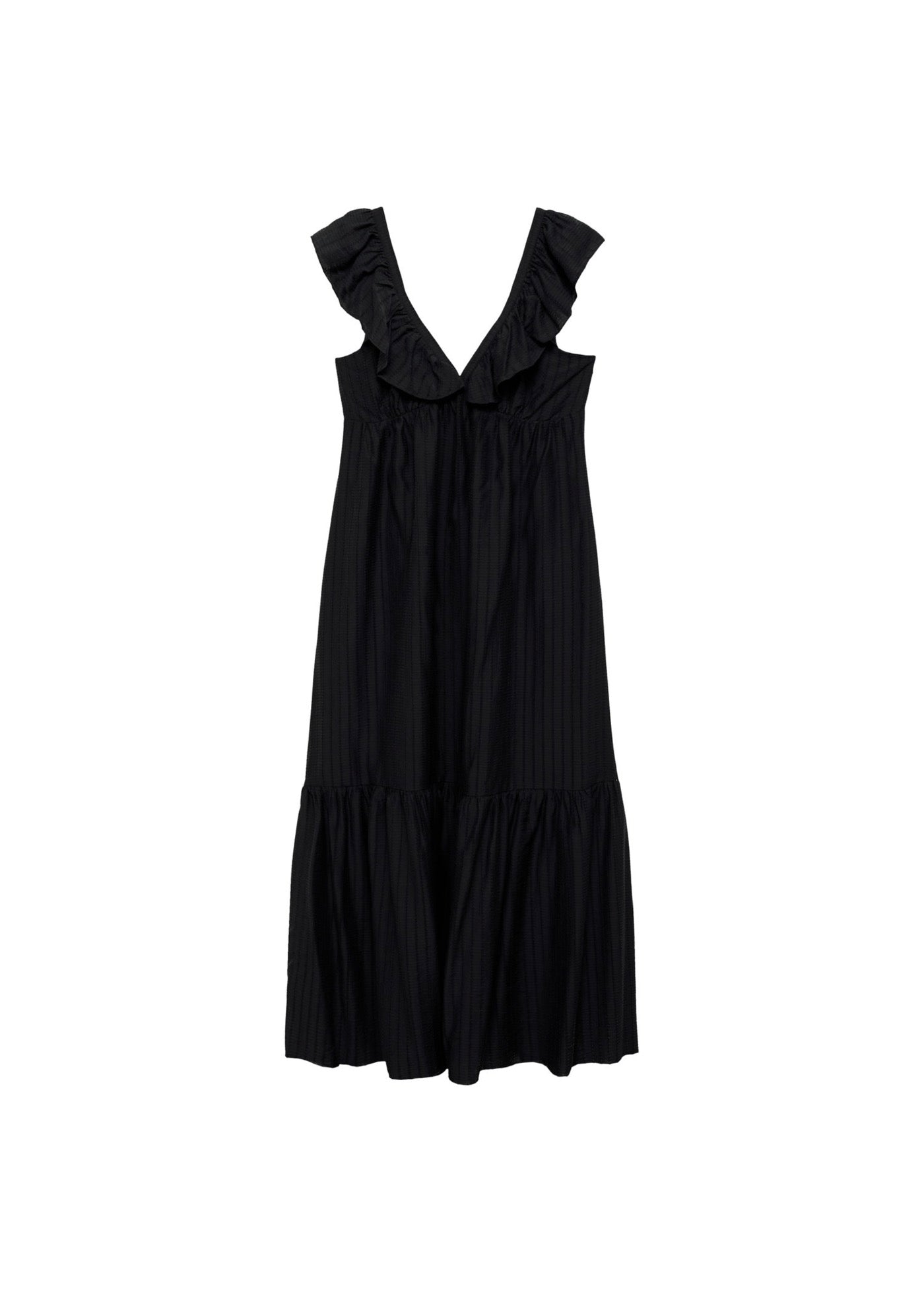 Robe Longue À Col Volanté
