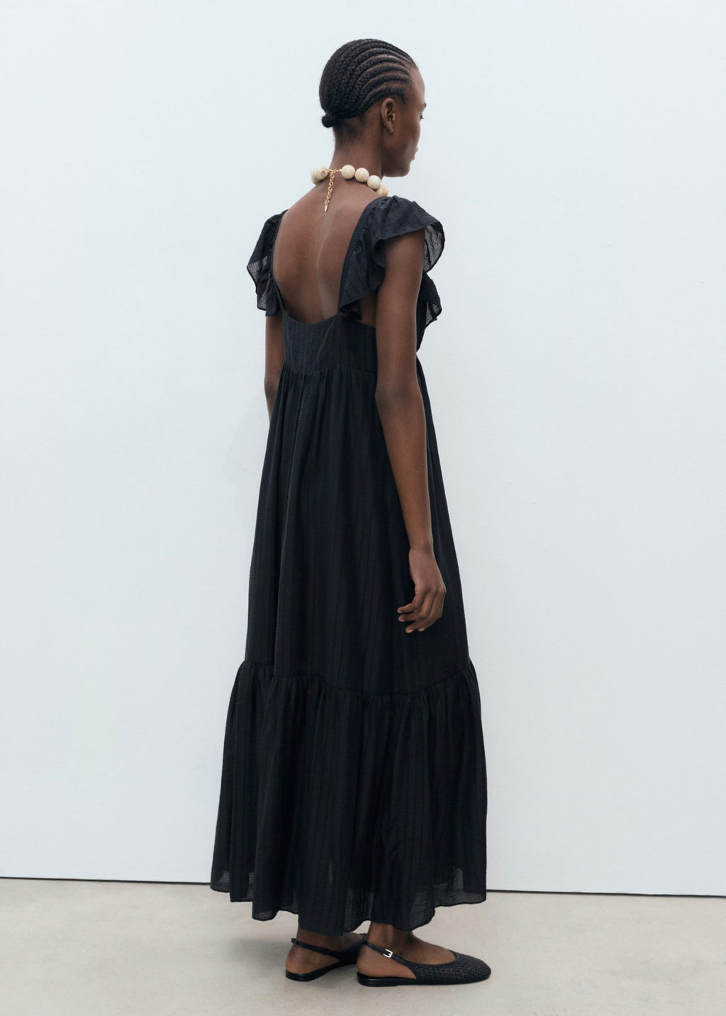 Robe Longue À Col Volanté