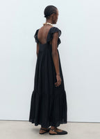 Robe Longue À Col Volanté