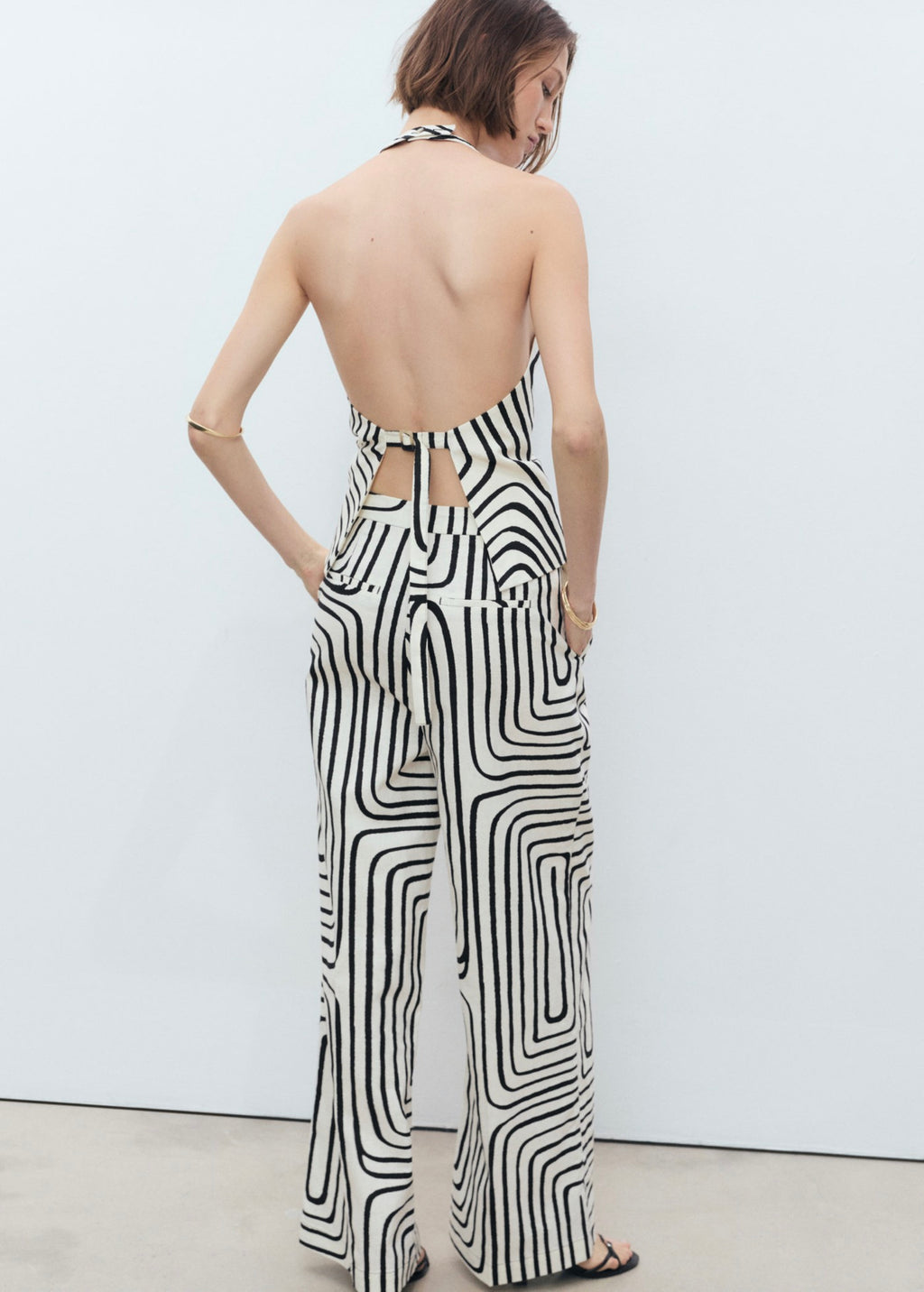 Pantalon Lin Imprimé Géométrique