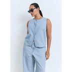 Pantalon Denim Wideleg Taille Normale