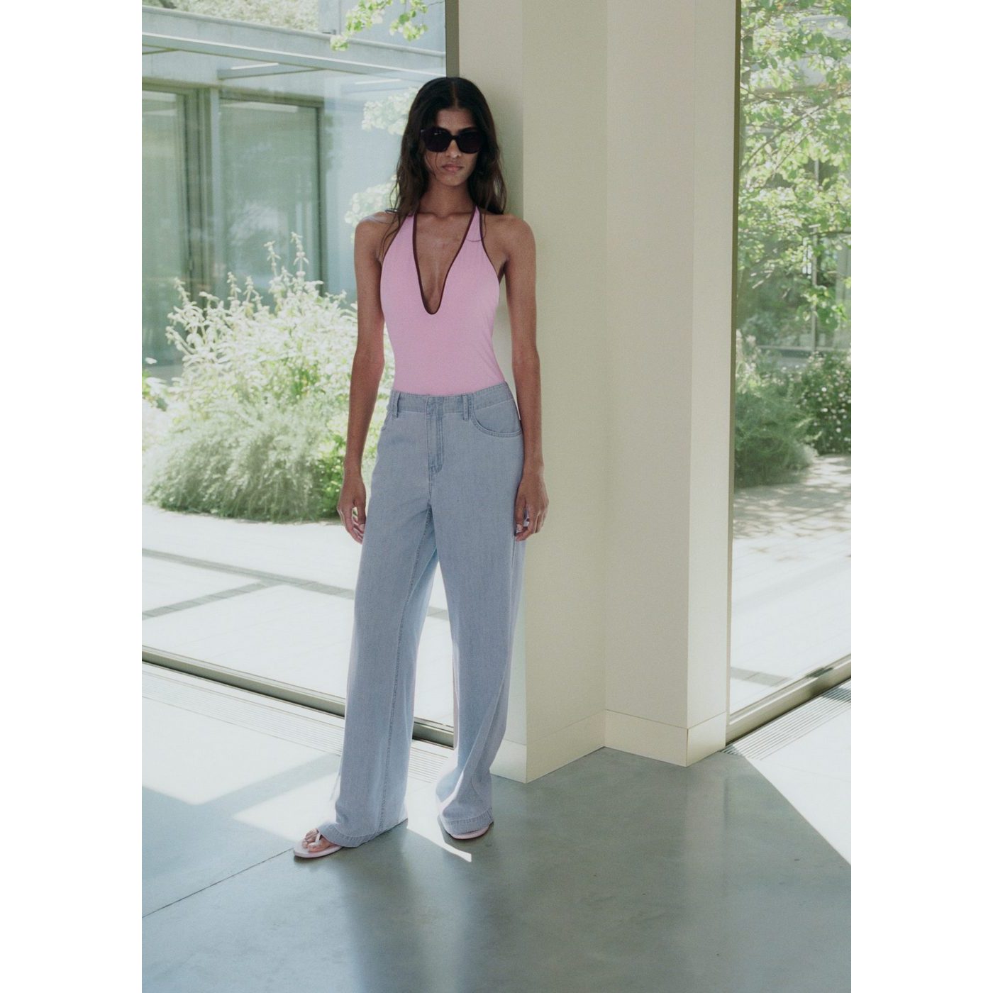 Pantalon Denim Wideleg Taille Normale