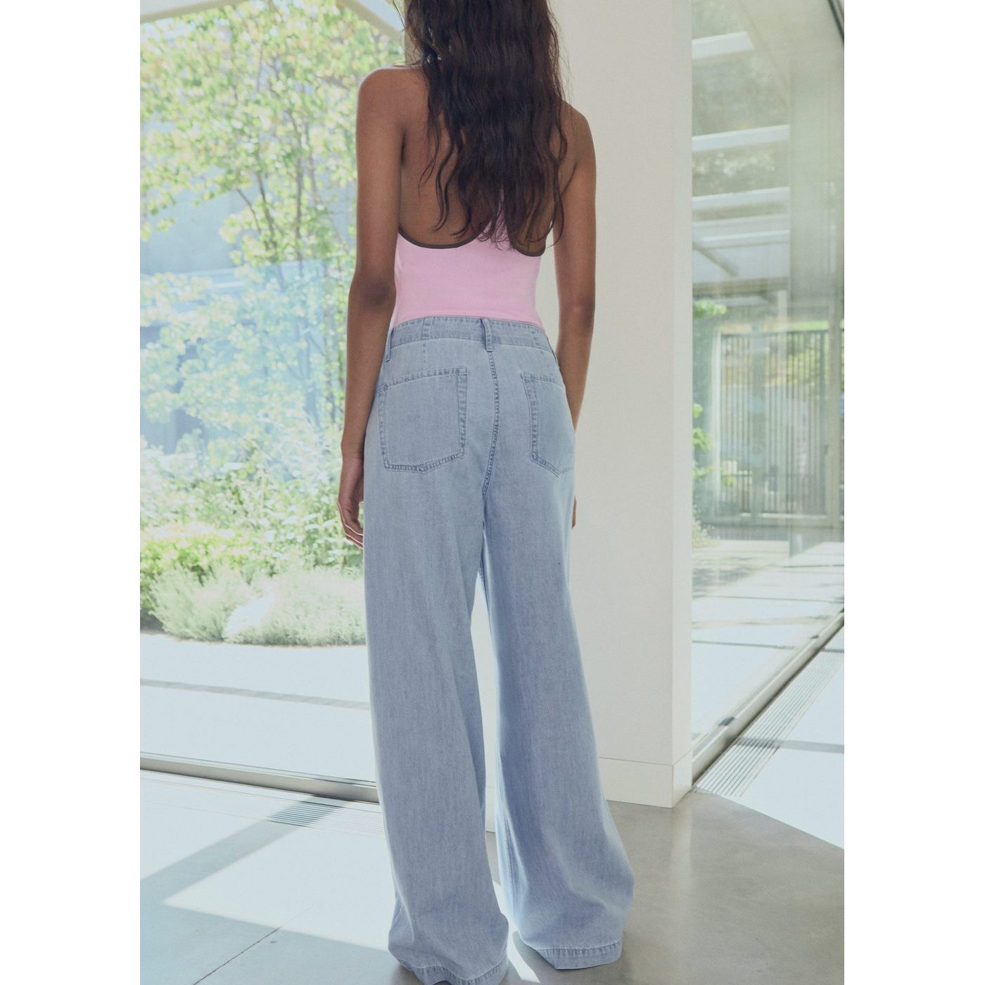 Pantalon Denim Wideleg Taille Normale