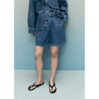 Bermuda En Jean Taille Normale À Pinces