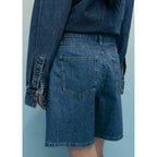 Bermuda En Jean Taille Normale À Pinces