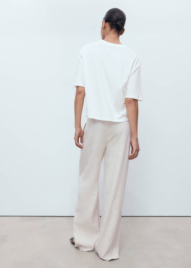 T-Shirt Coton Détail Fleur
