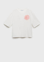 T-Shirt Coton Détail Fleur