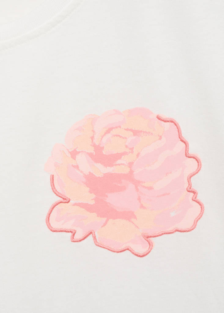 T-Shirt Coton Détail Fleur