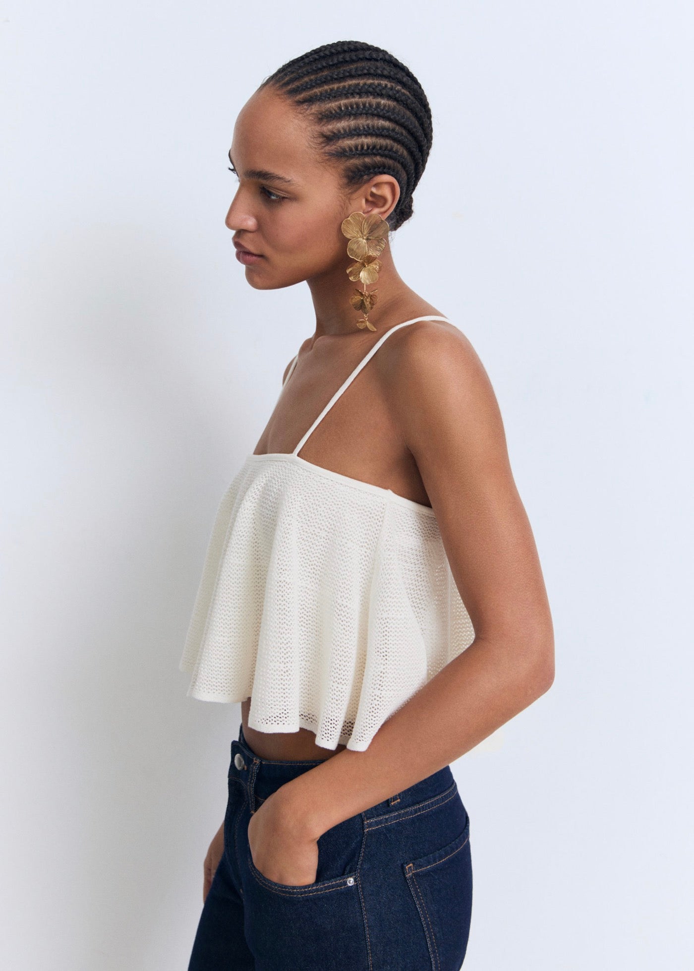 Top Maille À Volants