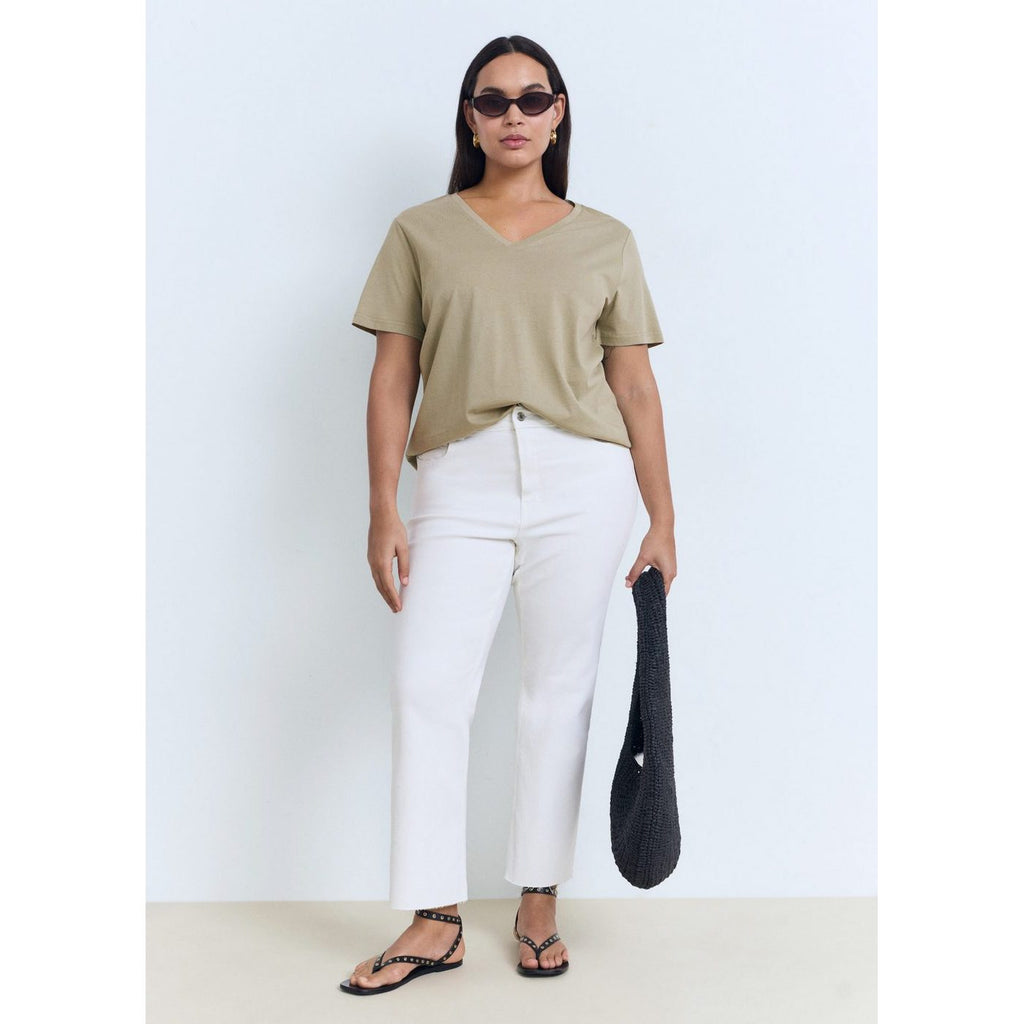 Camiseta de Algodón con Cuello en V