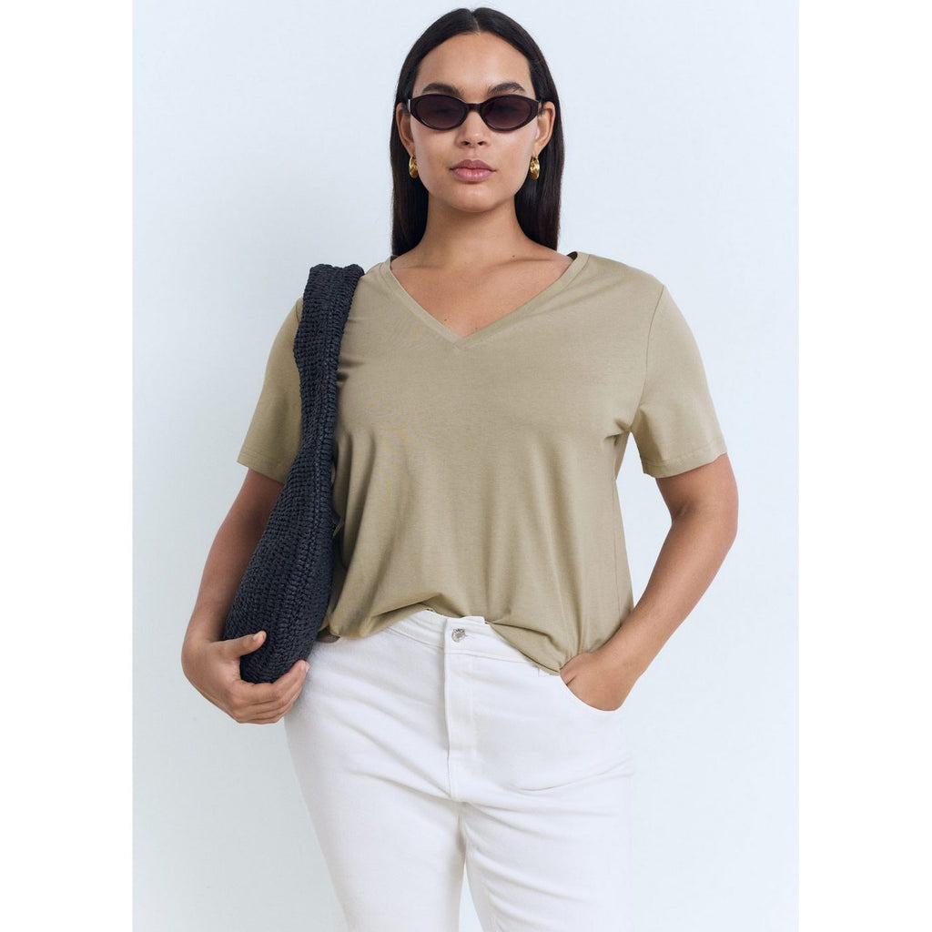 Camiseta de Algodón con Cuello en V