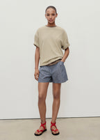 Short Denim À Pinces Et Rayures