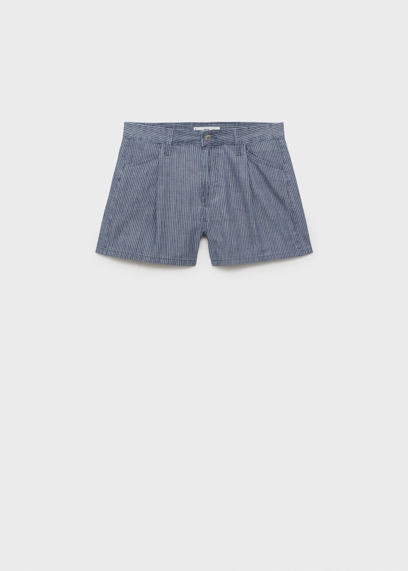 Short Denim À Pinces Et Rayures