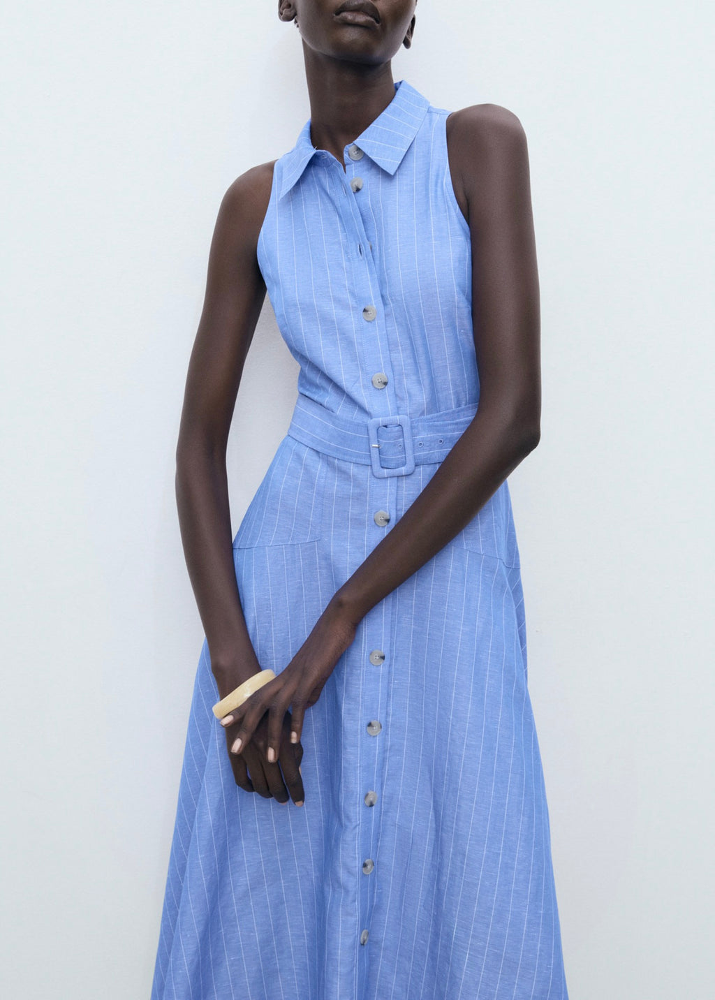 Robe Chemise Lin Mélangé À Rayures