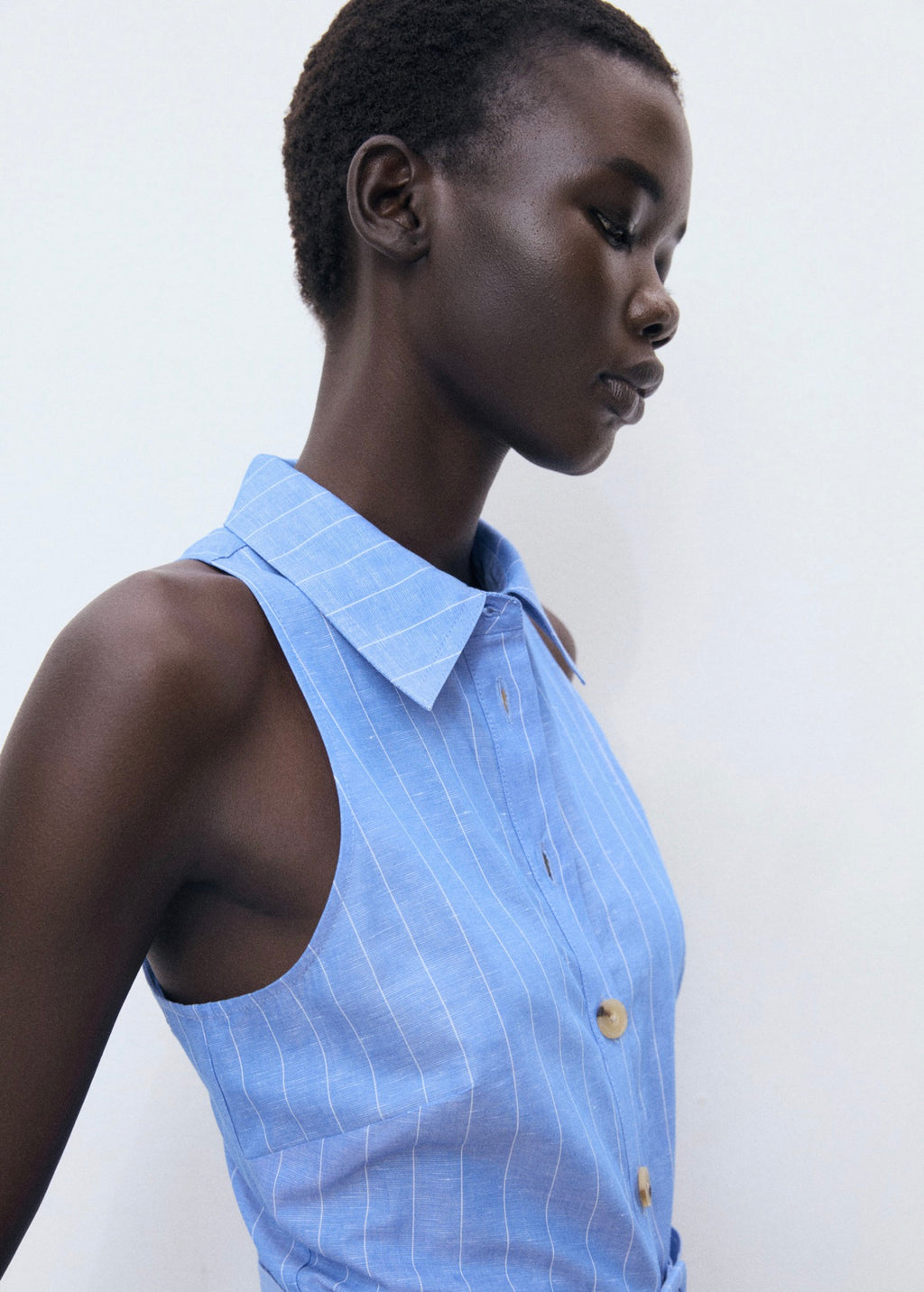 Robe Chemise Lin Mélangé À Rayures