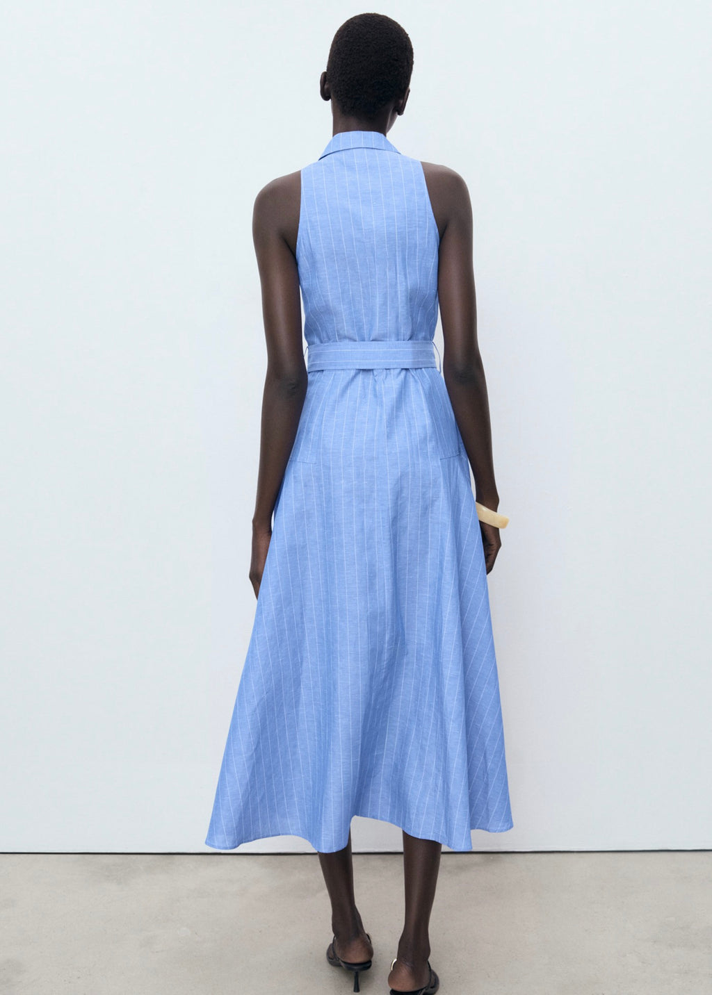 Robe Chemise Lin Mélangé À Rayures