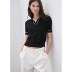 Pull Col Polo Avec Liserés Contrastants