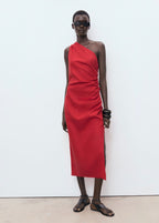 Robe Lyocell Décolleté Asymétrique