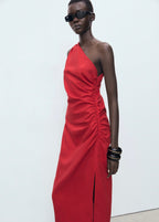 Robe Lyocell Décolleté Asymétrique