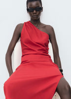 Robe Lyocell Décolleté Asymétrique