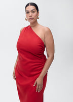 Robe Lyocell Décolleté Asymétrique