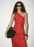 Robe Lyocell Décolleté Asymétrique